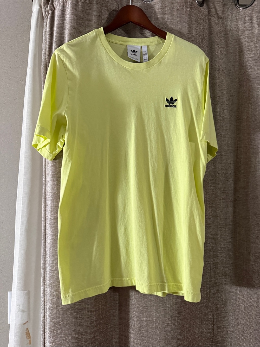 adidas Neon Yellow Trefoil Chest Logo Short Sleeve Tee